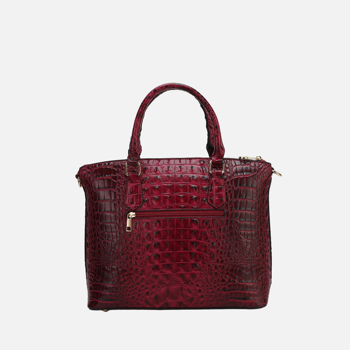Croco Fuchsia MKF Collection By Mia K Liora Croc Embossed Tote Bag And Set