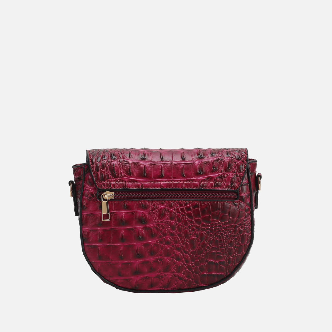 Croco Fuchsia MKF Collection By Mia K Amalia Solid Croc Crossbody Bag
