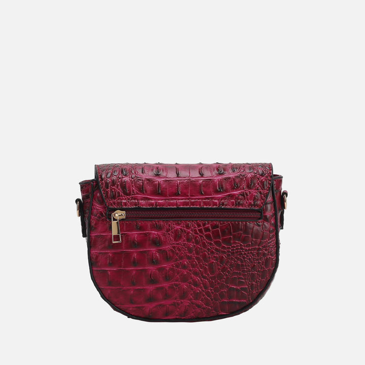 Croco Fuchsia MKF Collection By Mia K Amalia Solid Croc Crossbody Bag