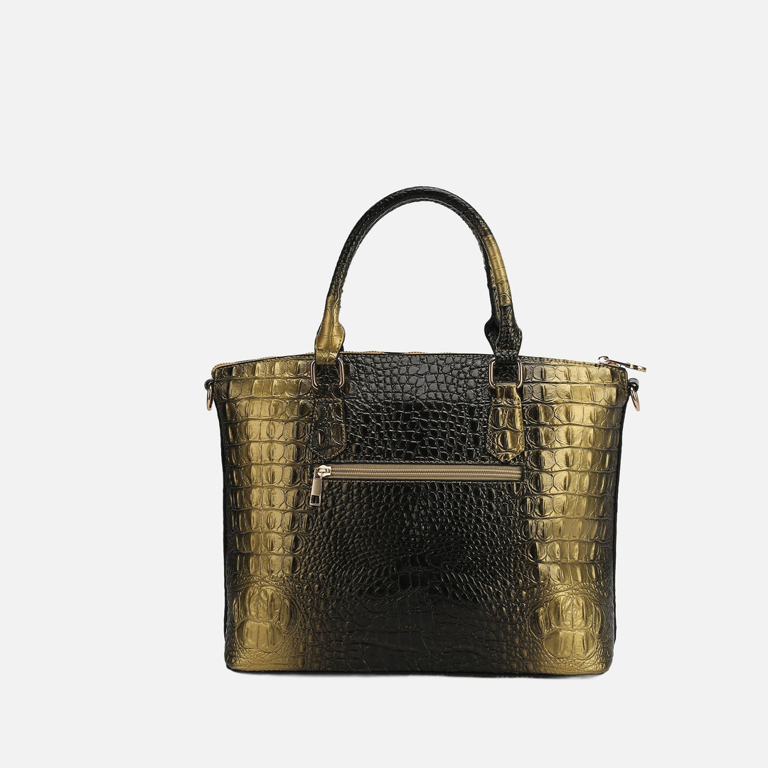 Croco Green MKF Collection By Mia K Liora Croc Embossed Tote Bag And Set 1