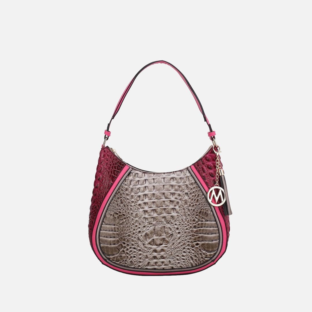 Croco Charcoal MKF Collection By Mia K Nayra Hobo Bag