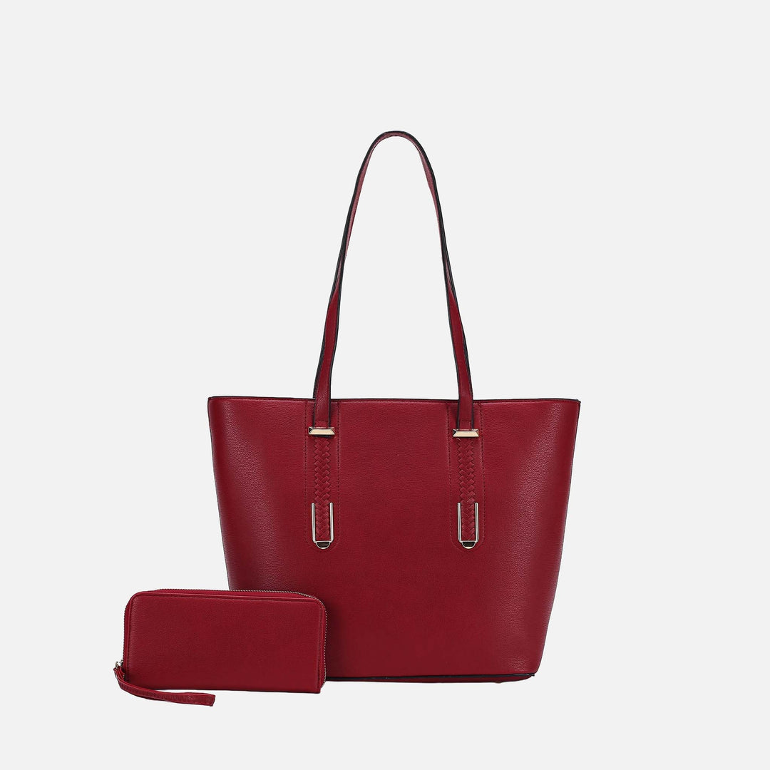 Wine MKF Collection By Mia K Mina Tote Bag And Wallet Set
