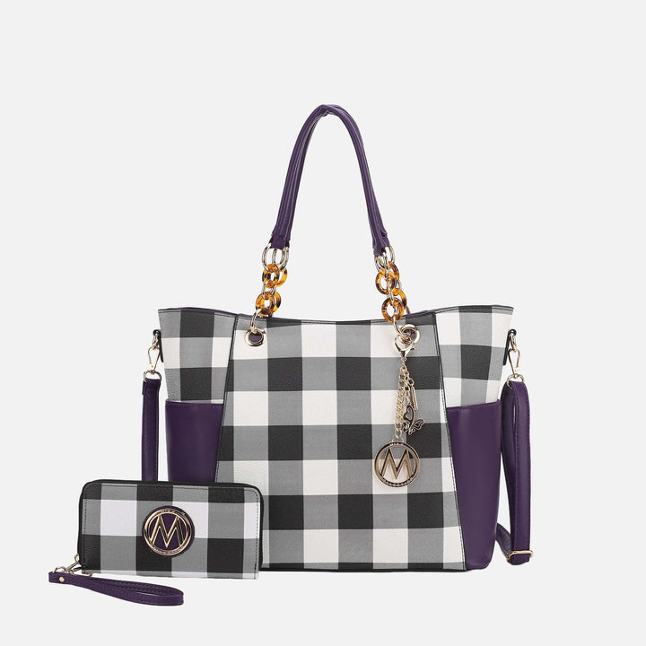 Navy MKF Collection By Mia K Bonita Tote Bag And Wallet Set 1