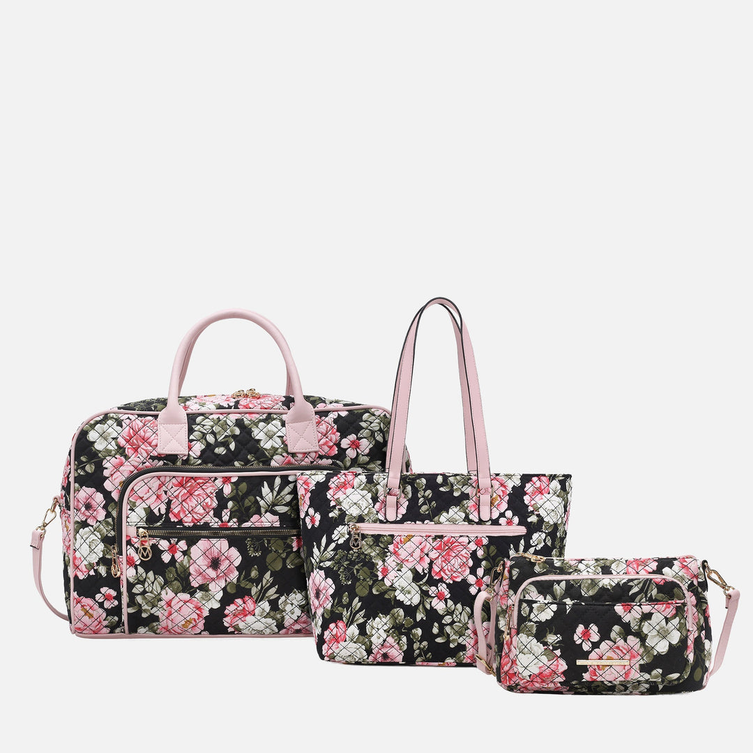 MKF Collection By Mia K Zoe Quilted Cotton Weekender And Crossbody Bag