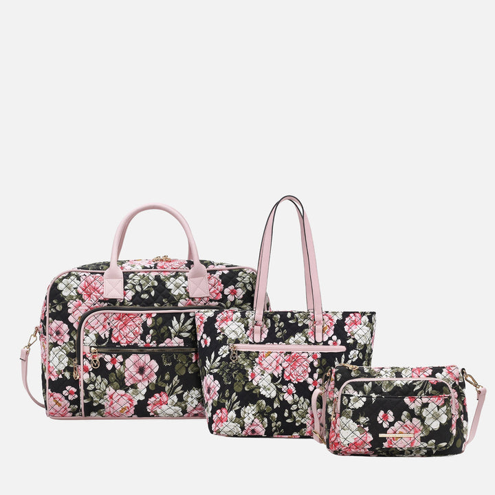 MKF Collection By Mia K Zoe Quilted Cotton Weekender And Crossbody Bag