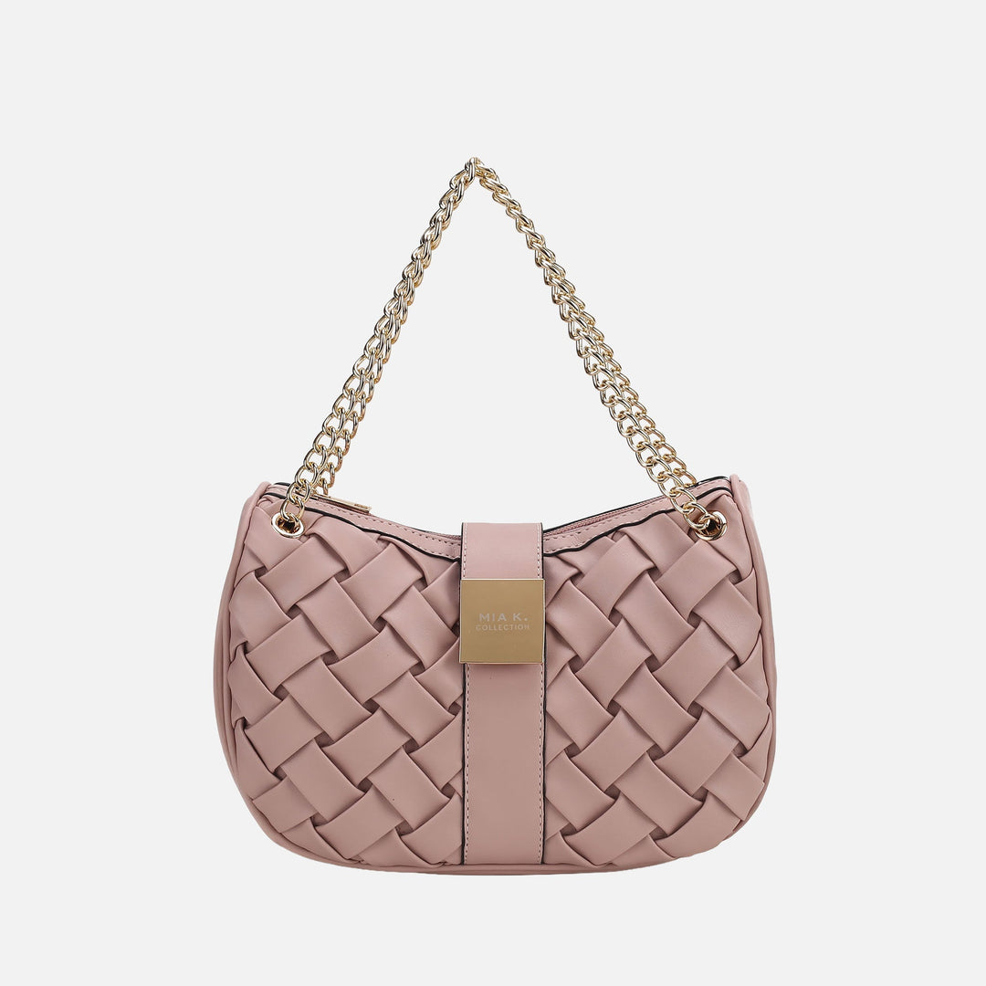 Taupe MKF Collection By Mia K Solari Braided Chain Shoulder Bag