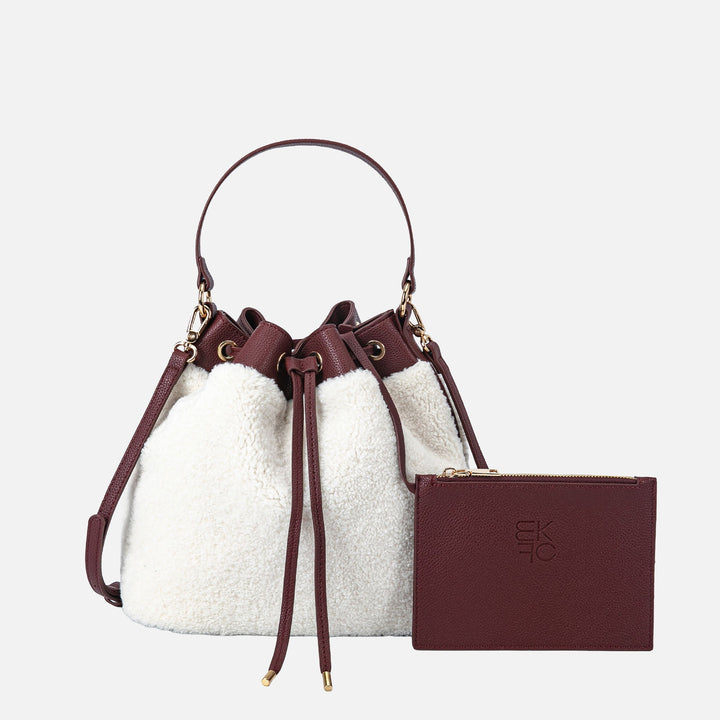 Black MKF Collection By Mia K Saryn Faux Fur Bucket Bag And Set