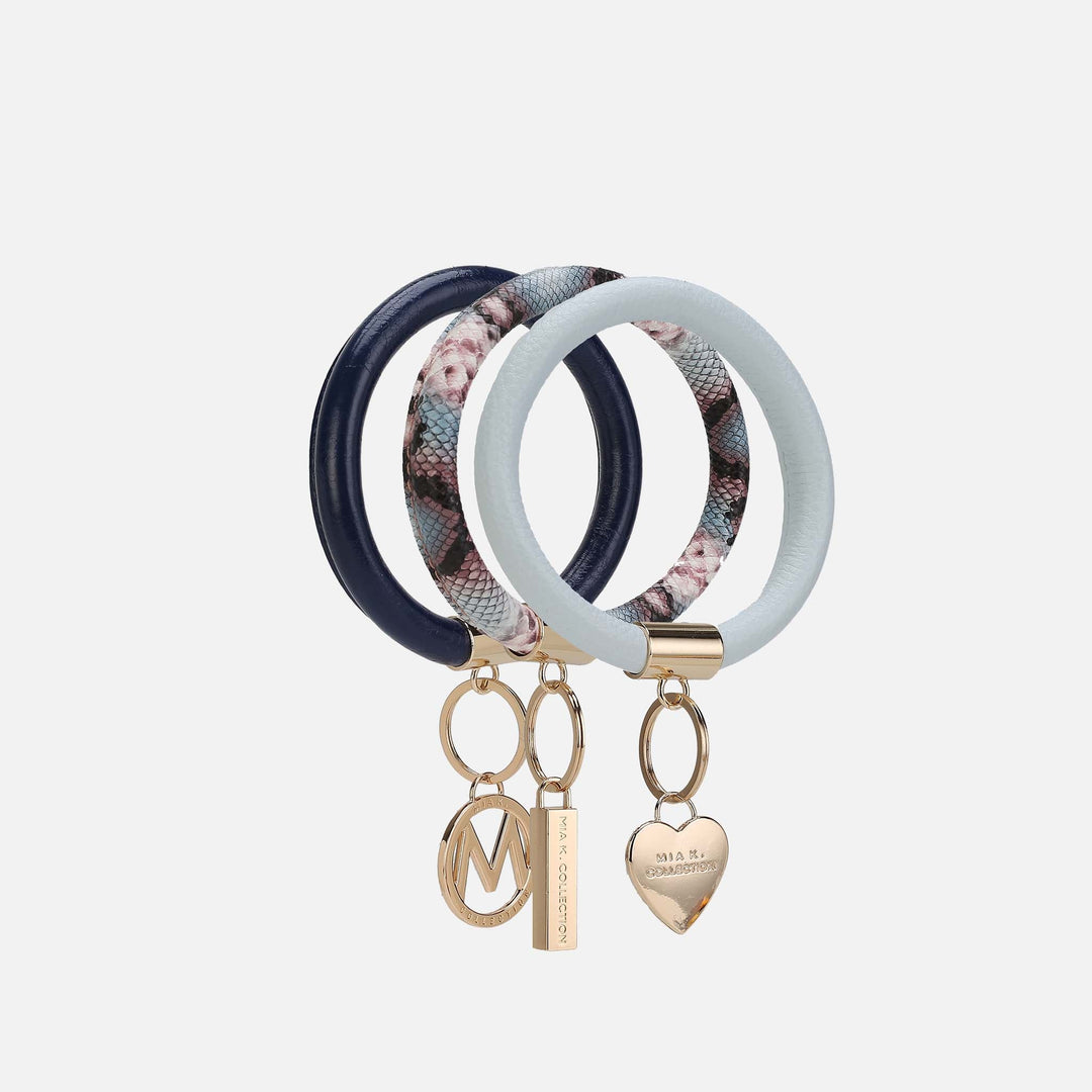 MKF Collection By Mia K Jasmine Bangle Bracelet Keyring Set Gf