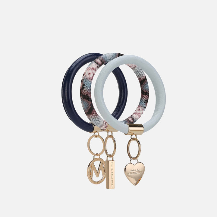 Charcoal Gray MKF Collection By Mia K Jasmine Bangle Bracelet Keyring Set
