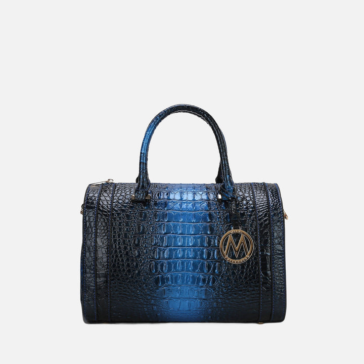 Croco Navy MKF Collection By Mia K Usal Croc Satchel Bag