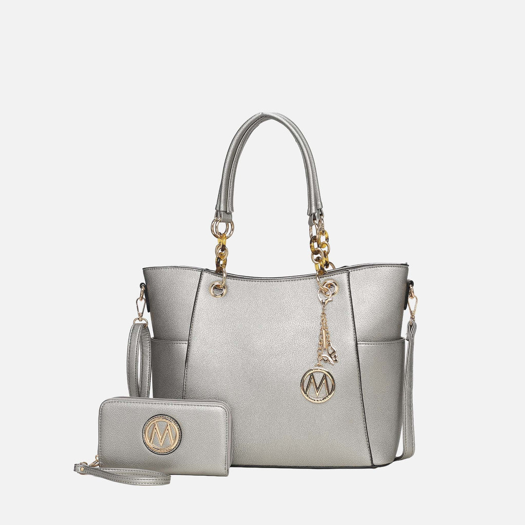 Cognac Brown MKF Collection By Mia K Bonita Tote Bag And Wallet Set