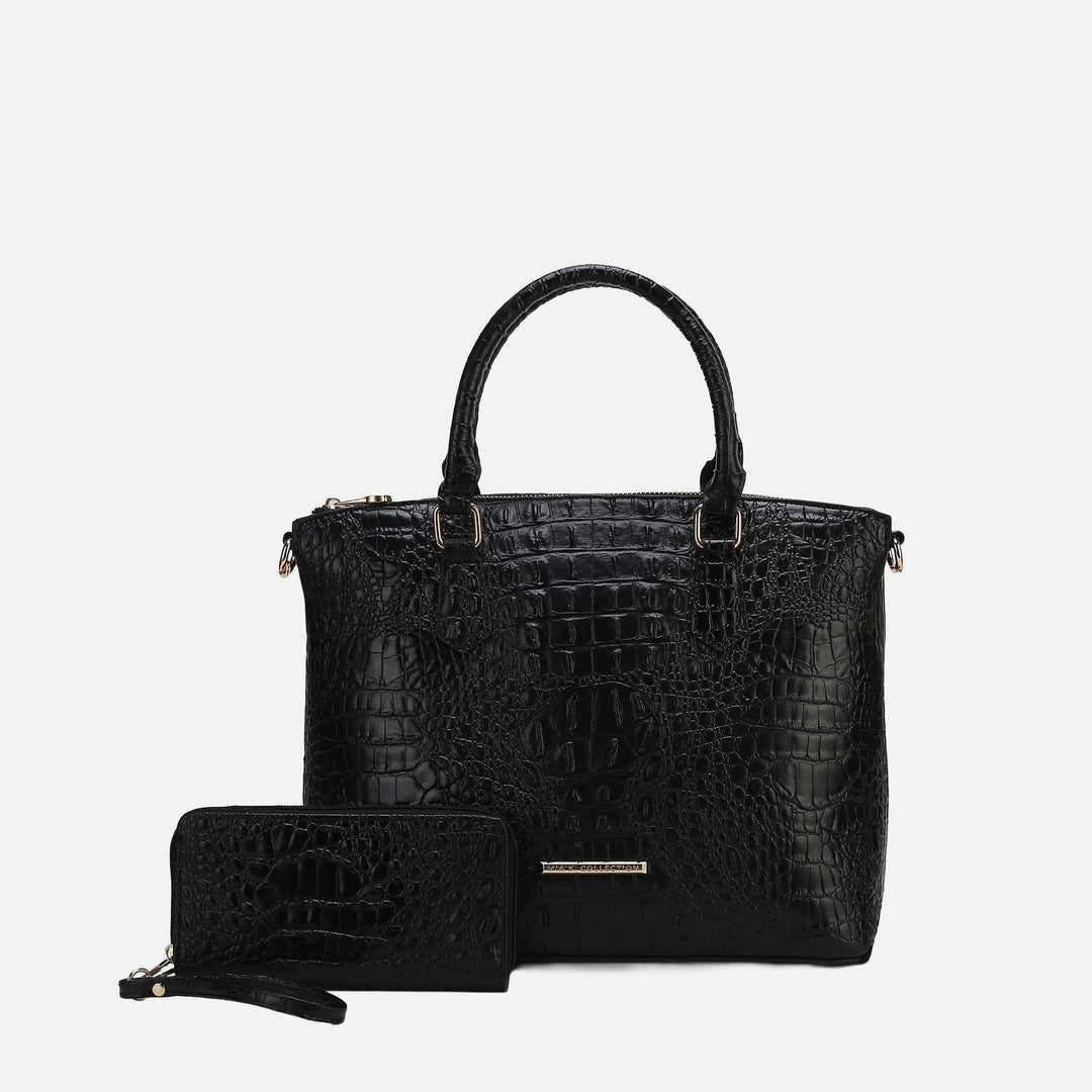 Croco Red MKF Collection By Mia K Liora Croc Embossed Tote Bag And Set