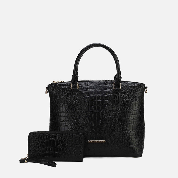 Croco Red MKF Collection By Mia K Liora Croc Embossed Tote Bag And Set