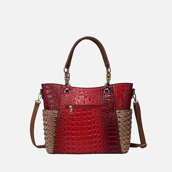 Croco Cognac MKF Collection By Mia K Merlina Tote Bag And Wallet Set 1