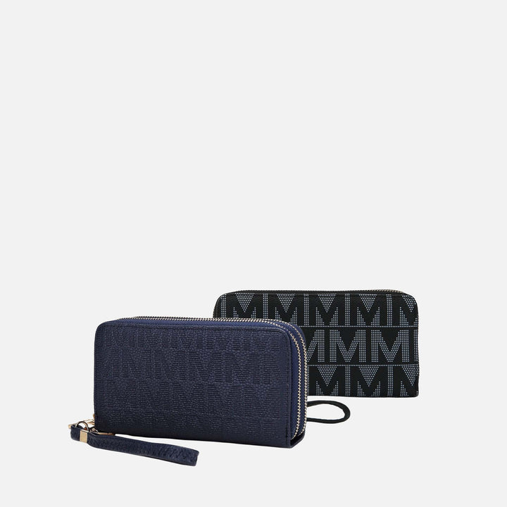 Tan MKF Collection By Mia K Kathe Embossed M Signature Wallet Wristlet