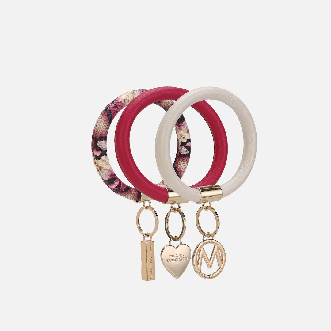 Forest Green MKF Collection By Mia K Jasmine Bangle Bracelet Keyring Set