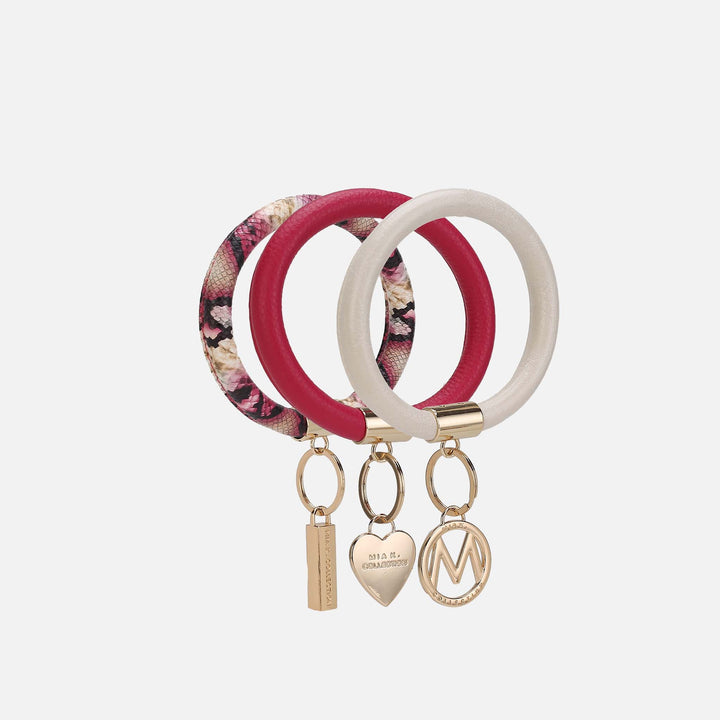 Forest Green MKF Collection By Mia K Jasmine Bangle Bracelet Keyring Set