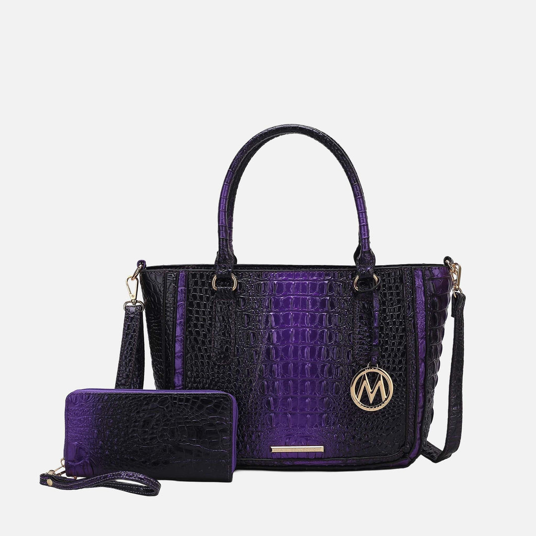 MKF Collection By Mia K Bonnie Croc Embossed Handbag And Set