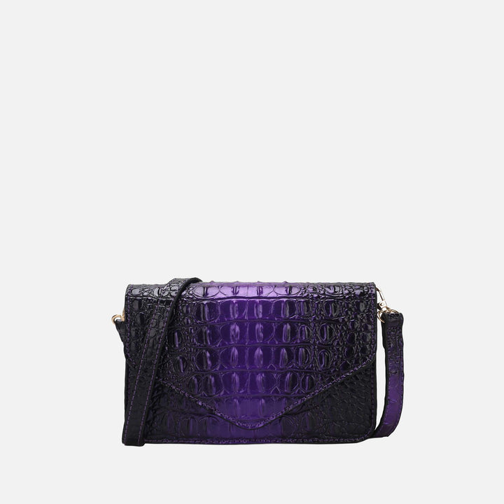 Croco Green MKF Collection By Mia K Vanta Croc Embossed Saddle Bag