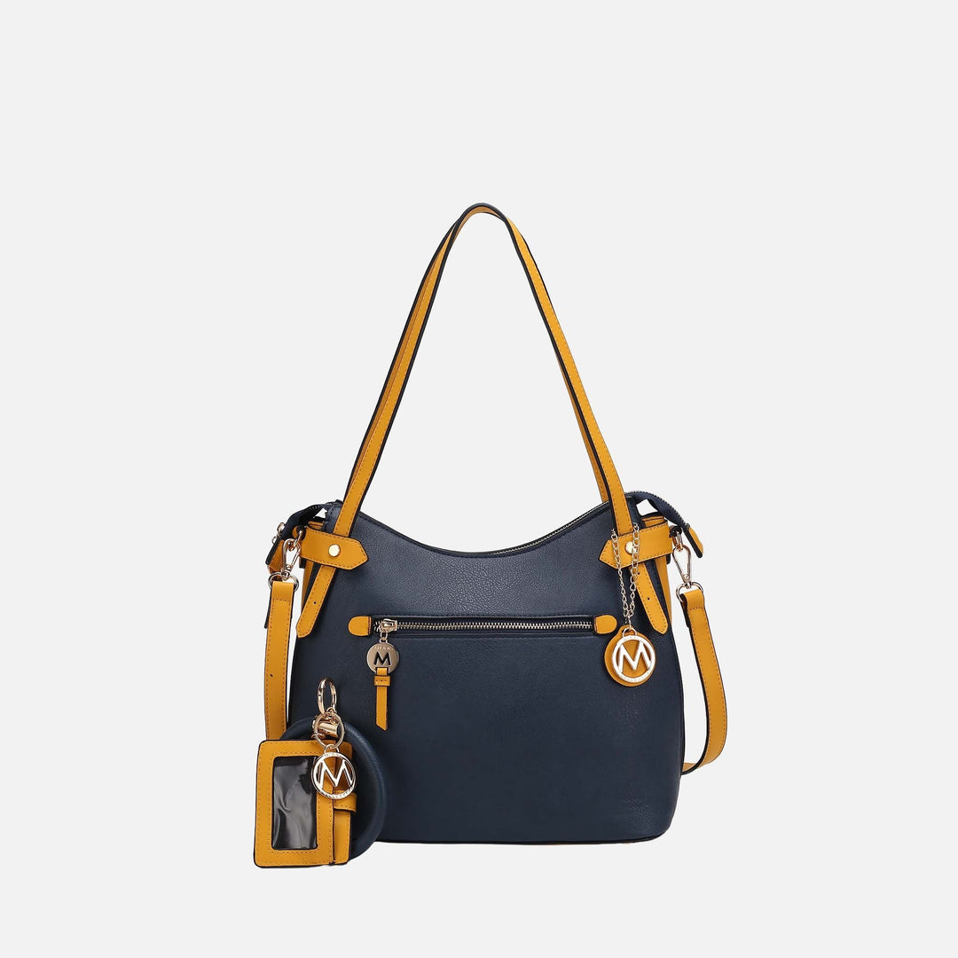 Coffee MKF Collection By Mia K Jaseli Color Block Hobo Bag And Cardholder Set