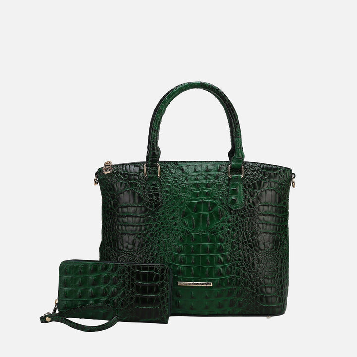 Croco Navy MKF Collection By Mia K Liora Croc Embossed Tote Bag And Set