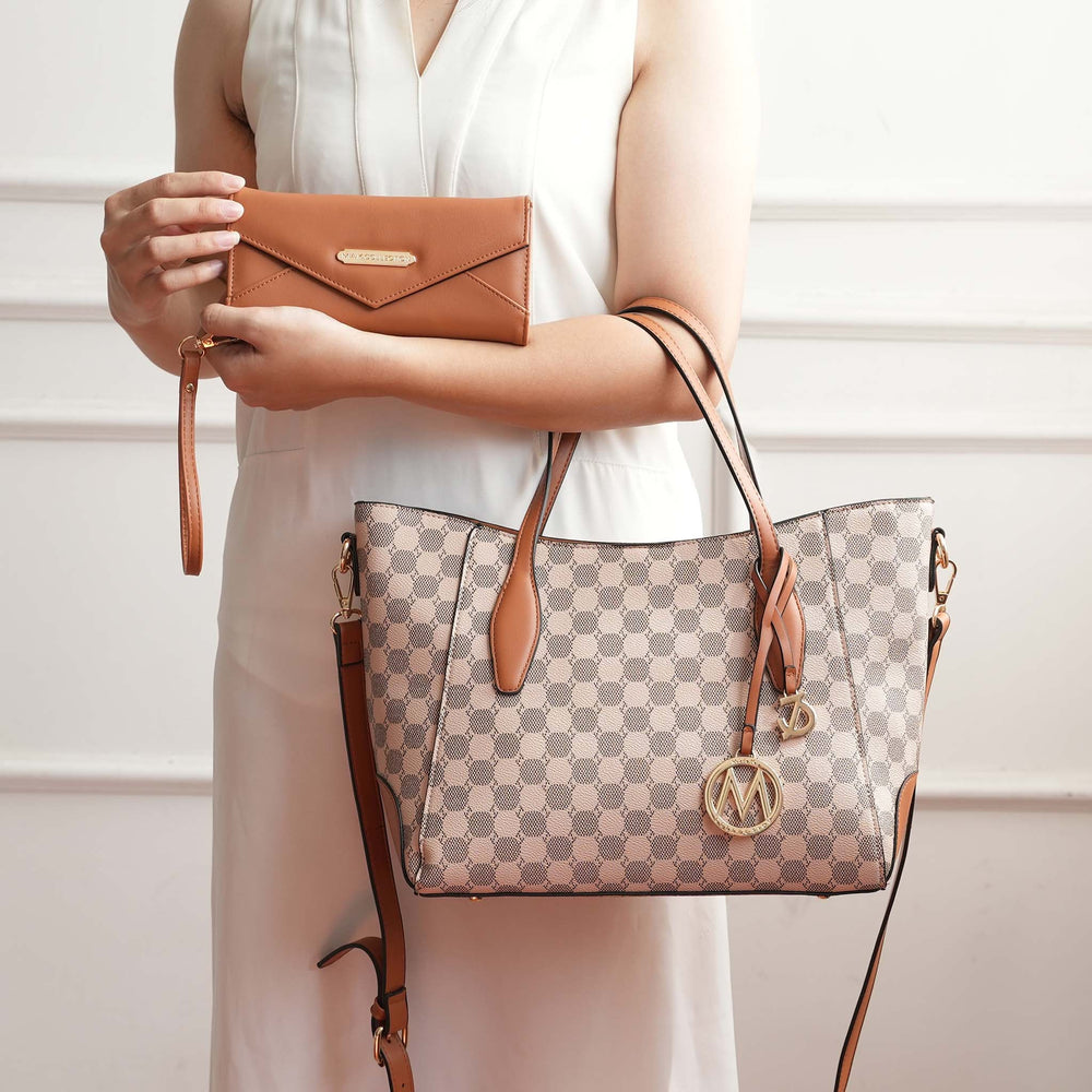 Cognac Brown MKF Collection By Mia K Gianna Tote Bag And Wallet Set