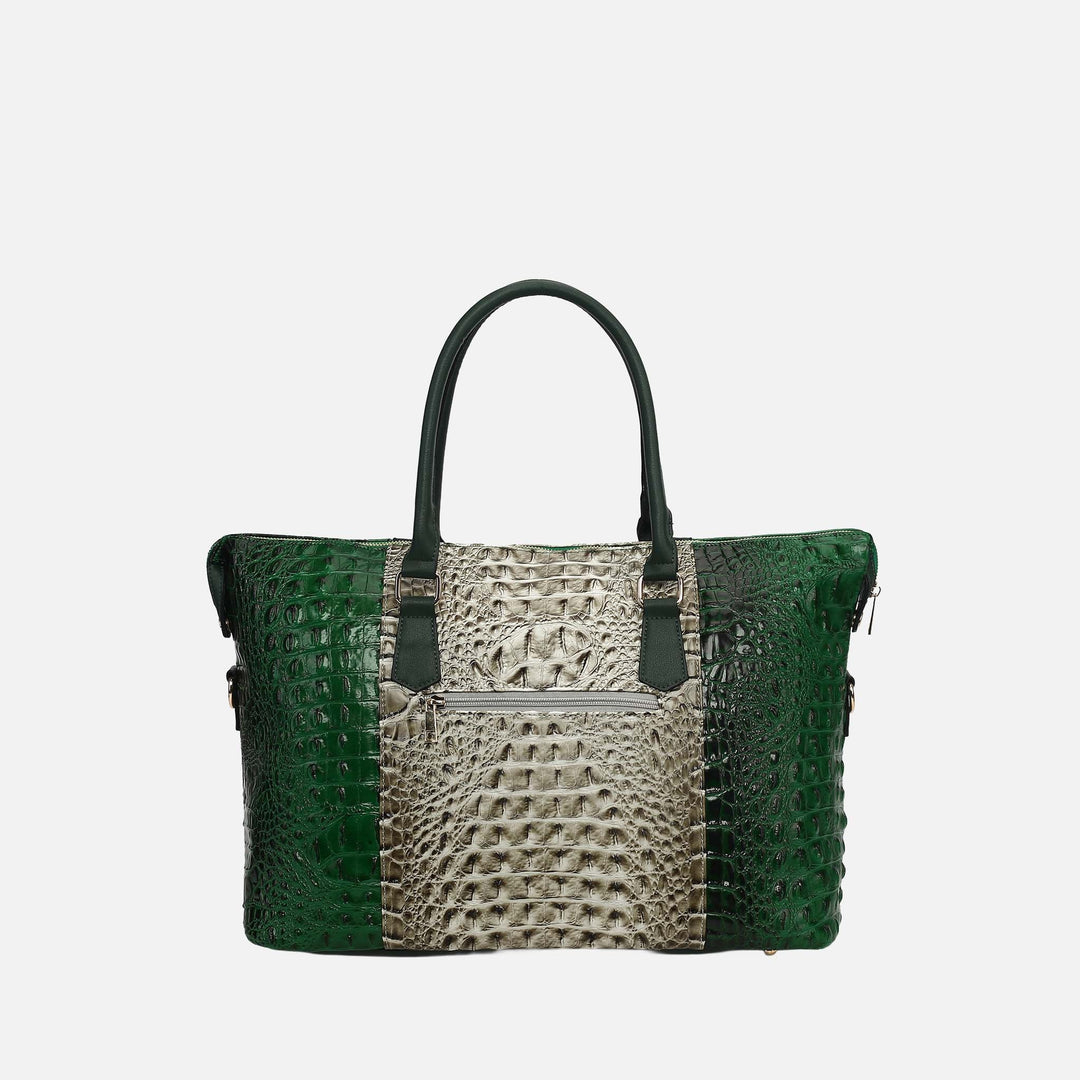 Croco Cognac MKF Collection By Mia K Raven Croc Embossed Duffel Bag