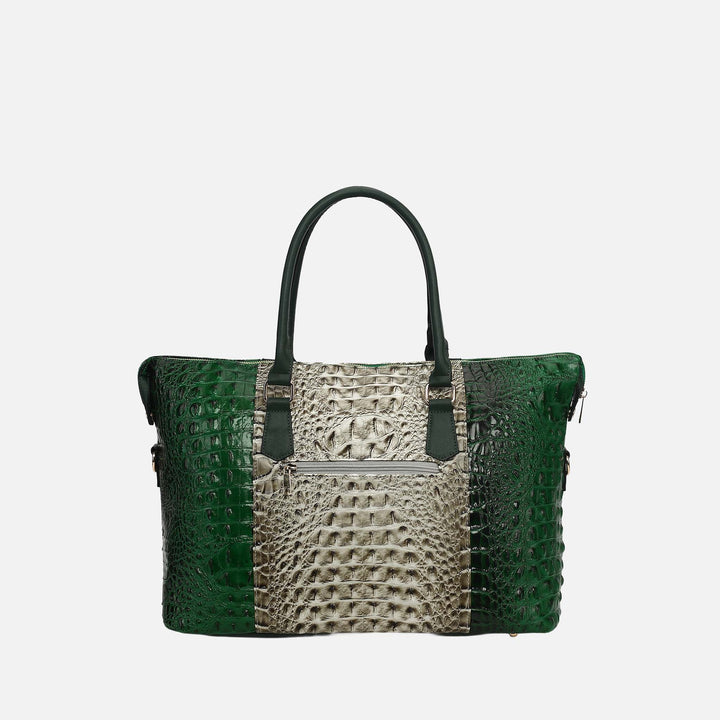 Croco Cognac MKF Collection By Mia K Raven Croc Embossed Duffel Bag
