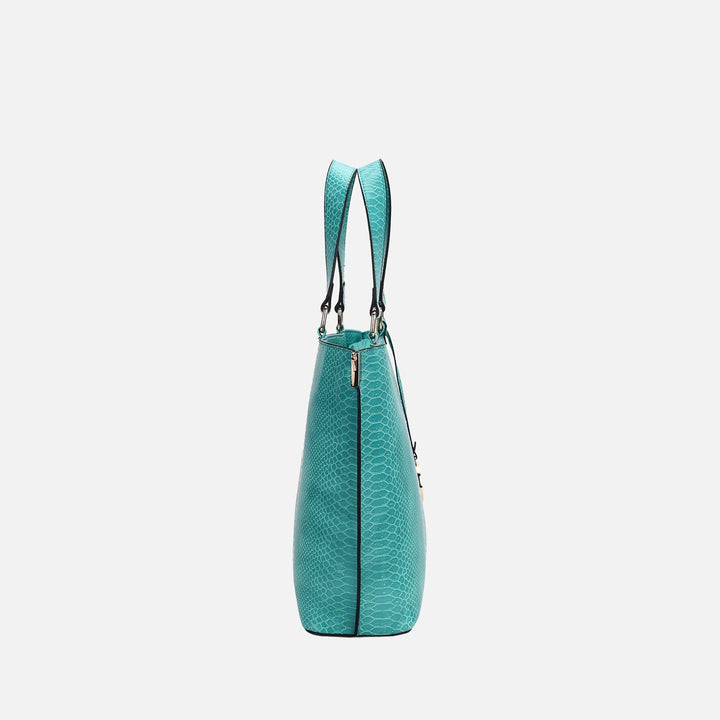 Midnight Blue MKF Collection By Mia K Beryl Embossed Tote Bag And Wristlet Set