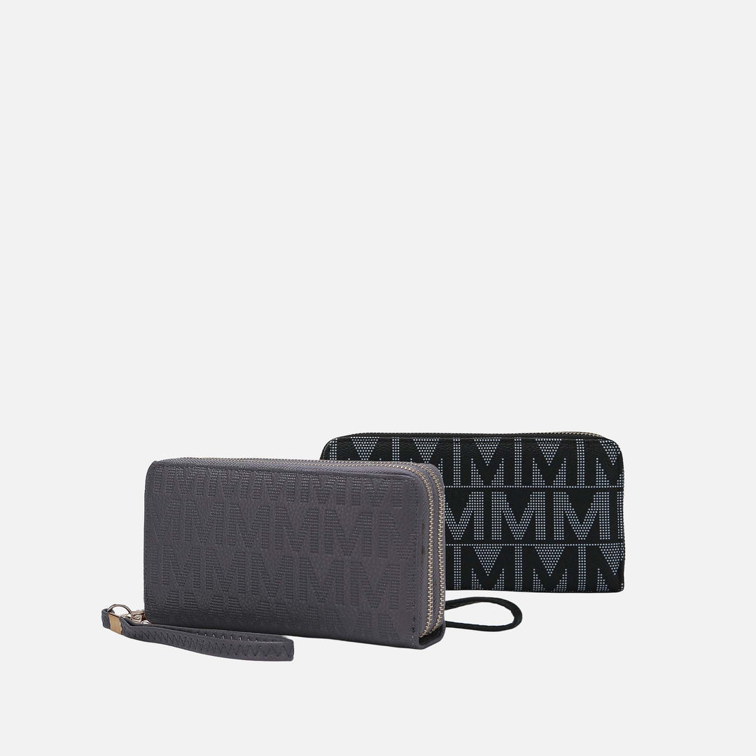 Taupe MKF Collection By Mia K Kathe Embossed M Signature Wallet Wristlet