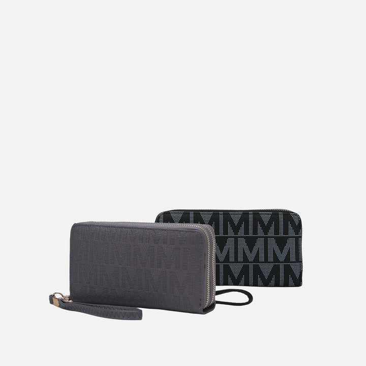 Taupe MKF Collection By Mia K Kathe Embossed M Signature Wallet Wristlet