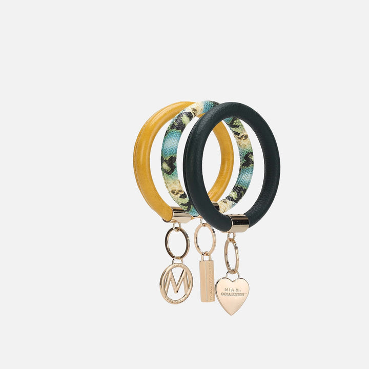 Fuchsia Rose MKF Collection By Mia K Jasmine Bangle Bracelet Keyring Set