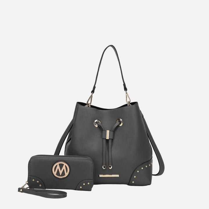 Beige MKF Collection By Mia K Callie Bucket Bag And Wallet Set