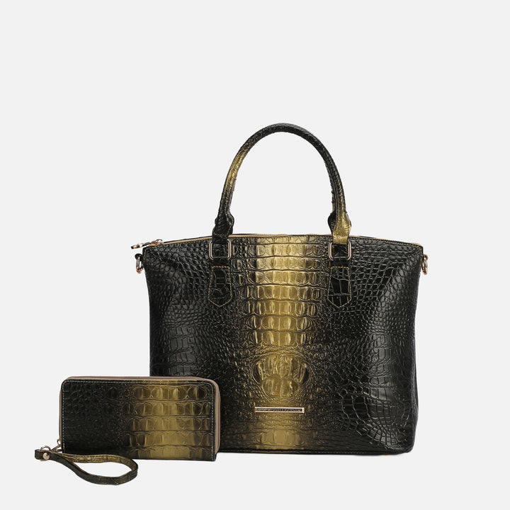 MKF Collection By Mia K Liora Croc Embossed Tote Bag And Set 1
