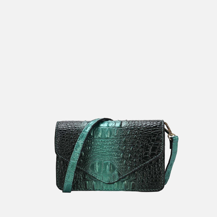 Croco Purple MKF Collection By Mia K Vanta Croc Embossed Saddle Bag