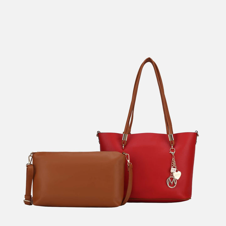 Denim Blue MKF Collection By Mia K Malay Tote Bag And Cosmetic Pouch Set