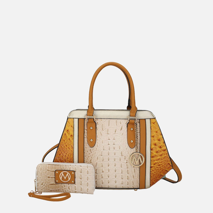 Croco Charcoal MKF Collection By Mia K Daisy Shoulder Bag And Set