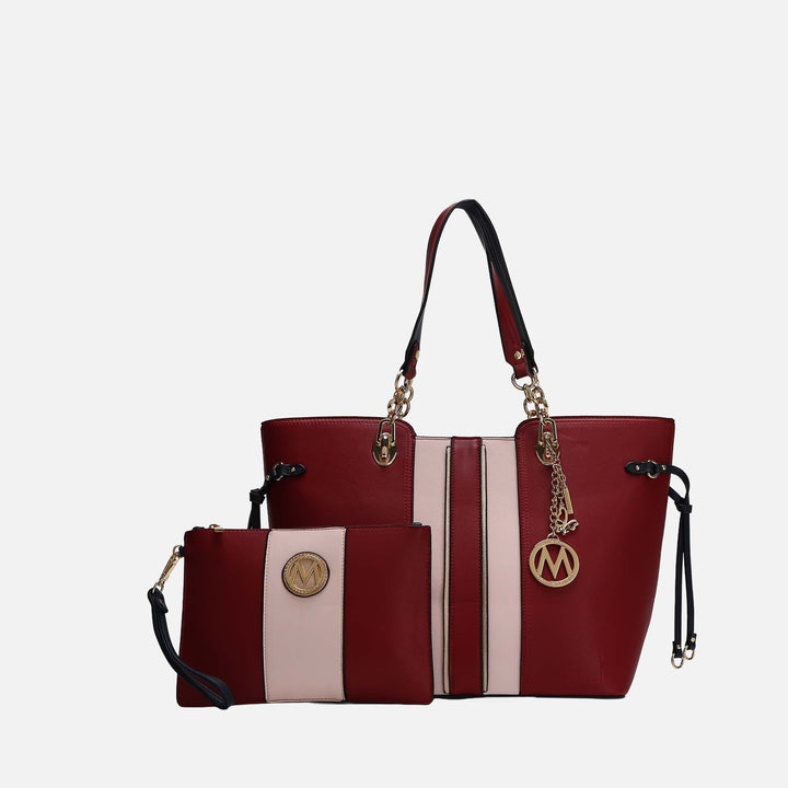 Wine MKF Collection By Mia K Holland Tote And Wristlet Pouch Set