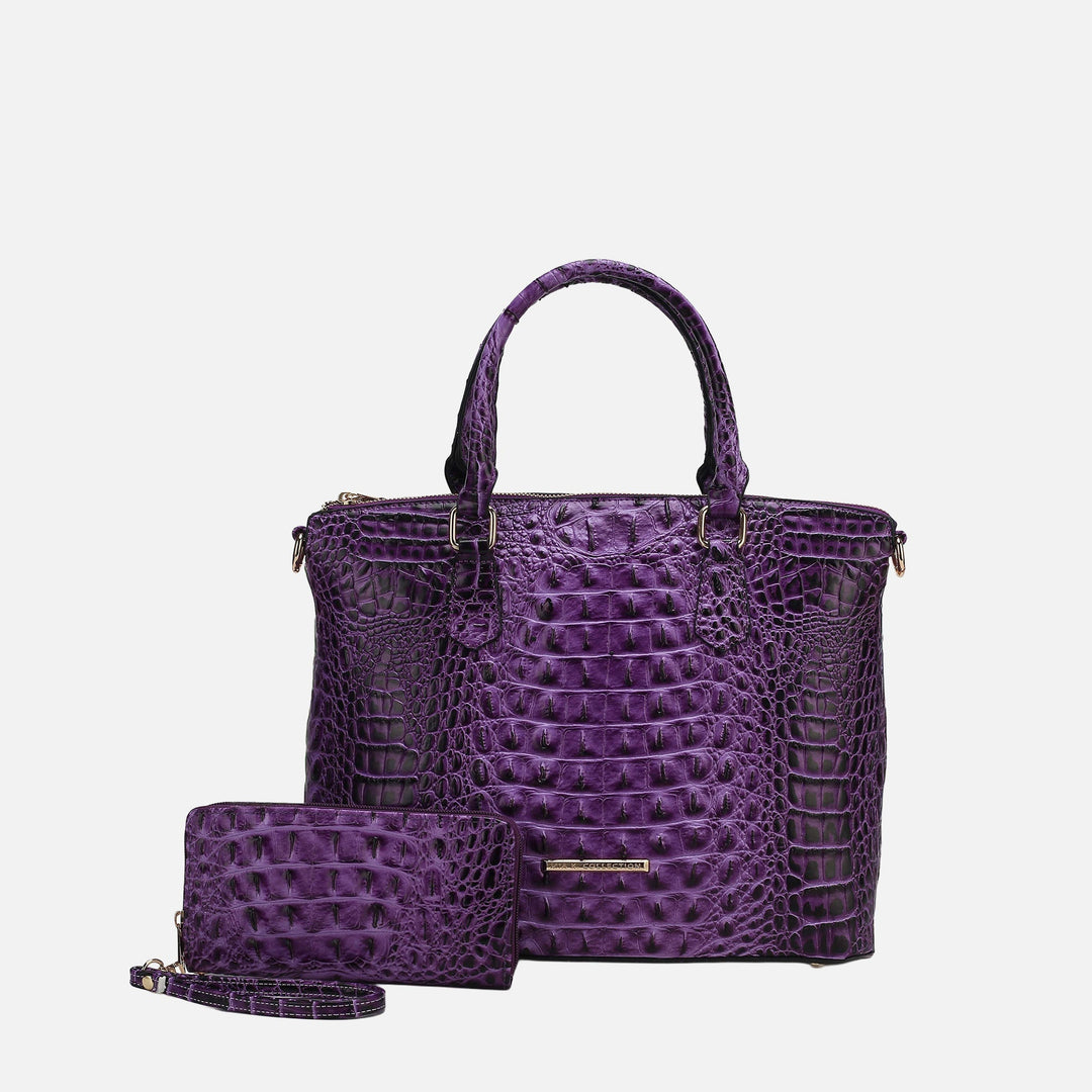 Croco Taupe MKF Collection By Mia K Liora Croc Embossed Tote Bag And Set