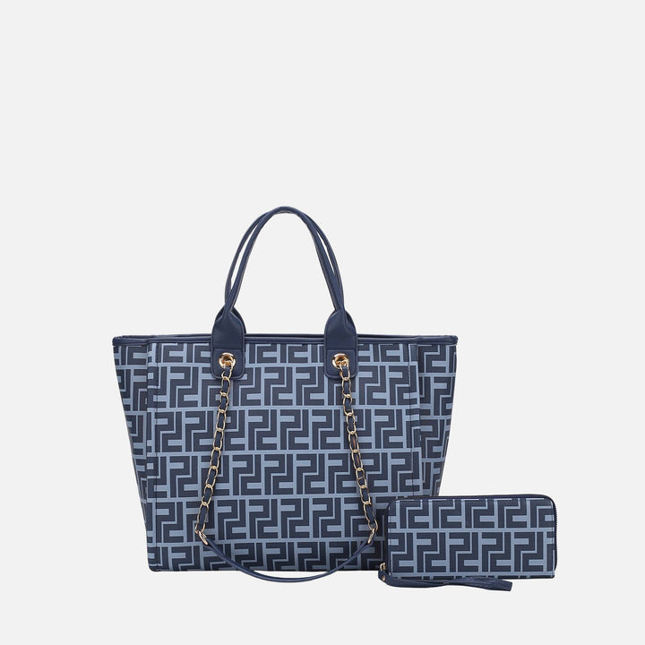 Navy MKF Collection By Mia K Marlene Tote Bag And Wallet Set