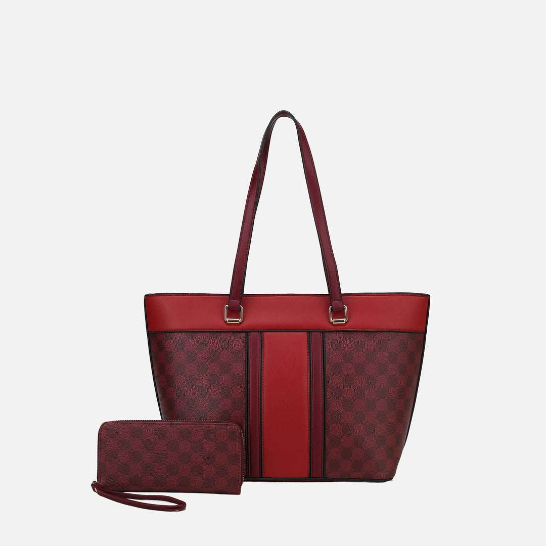 Burgundy MKF Collection By Mia K Fabiola Tote Bag With Wallet Set