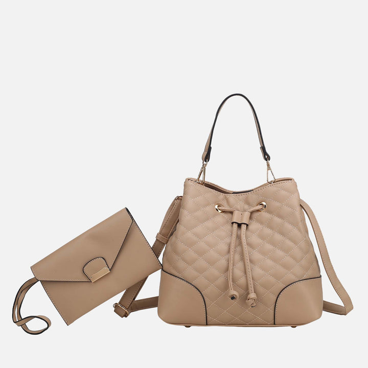 Light Grey MKF Collection By Mia K Wendy 2 Pcs Bucket Bag With Wristlet