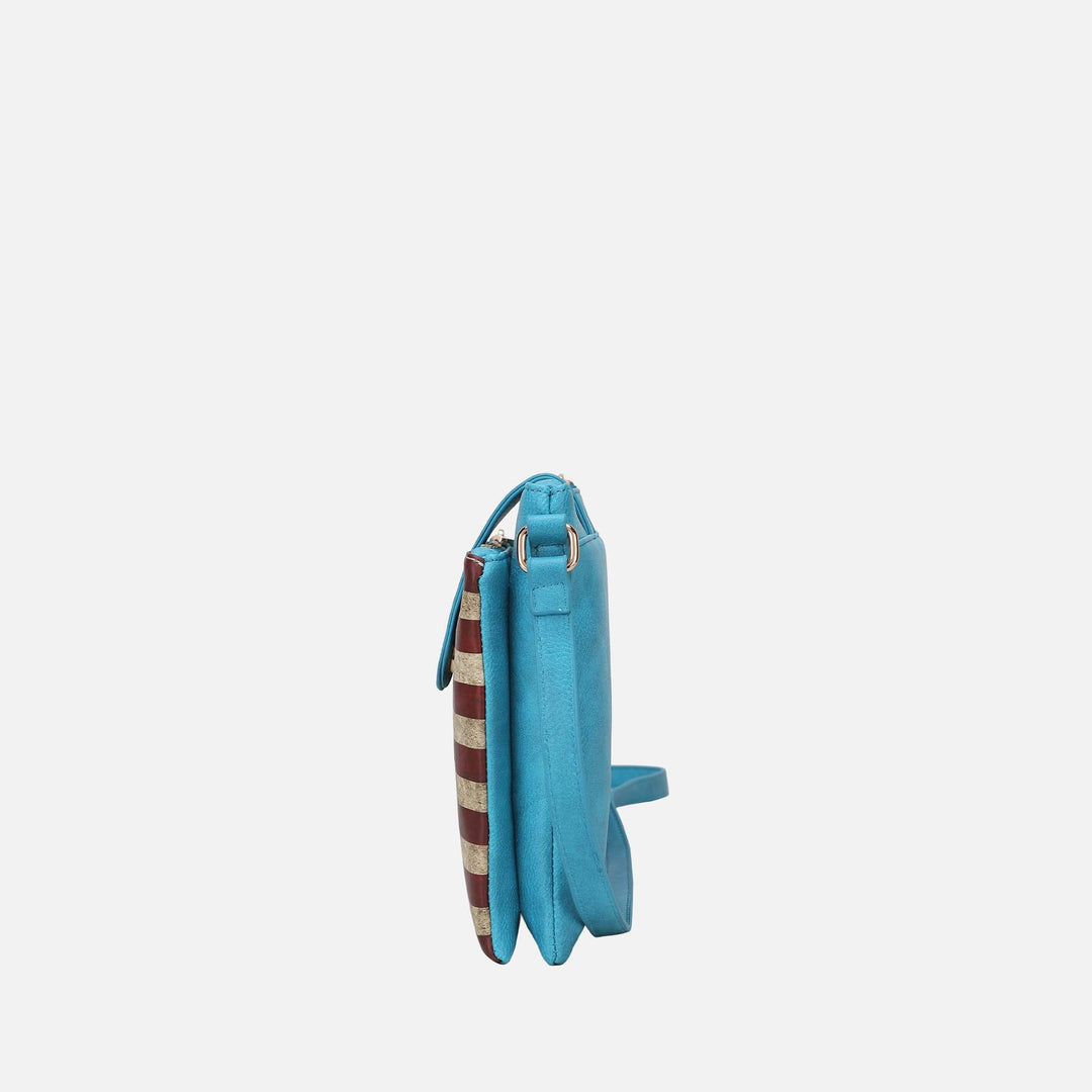 Chocolate MKF Collection By Mia K Josephine Printed Flag Crossbody Bag
