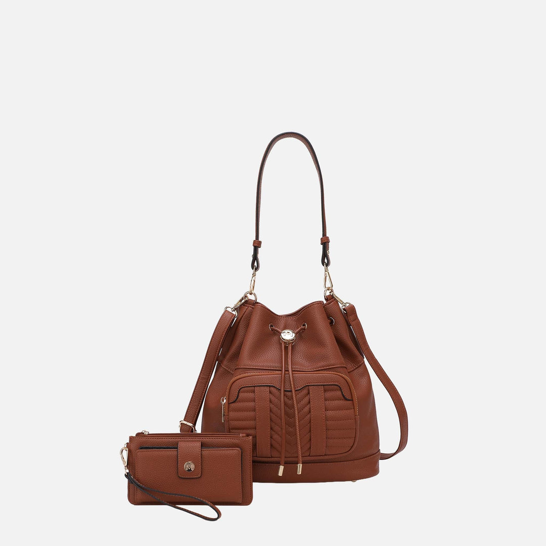 Denim Blue MKF Collection By Mia K Ryder Bucket Bag And Wallet Set