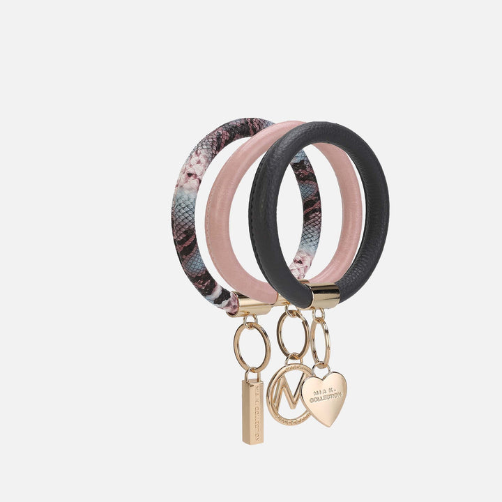 Light Blue MKF Collection By Mia K Jasmine Bangle Bracelet Keyring Set