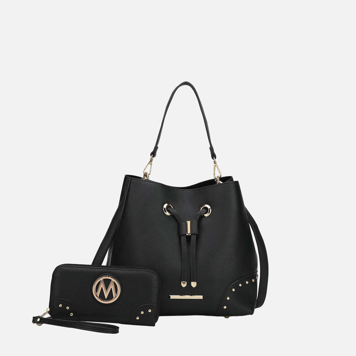 Brown MKF Collection By Mia K Callie Bucket Bag And Wallet Set