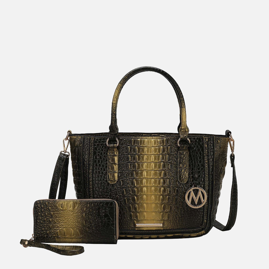 Croco Purple MKF Collection By Mia K Bonnie Croc Embossed Handbag And Set