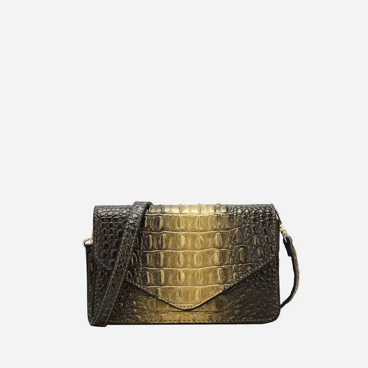 MKF Collection By Mia K Vanta Croc Embossed Saddle Bag