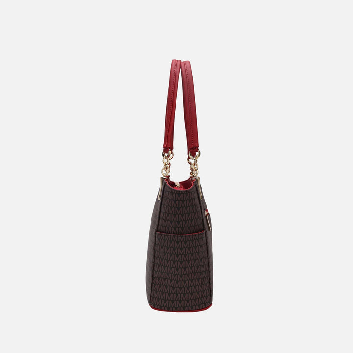 Burgundy MKF Collection By Mia K Savannah Signature Tote Bag And Wallet Set