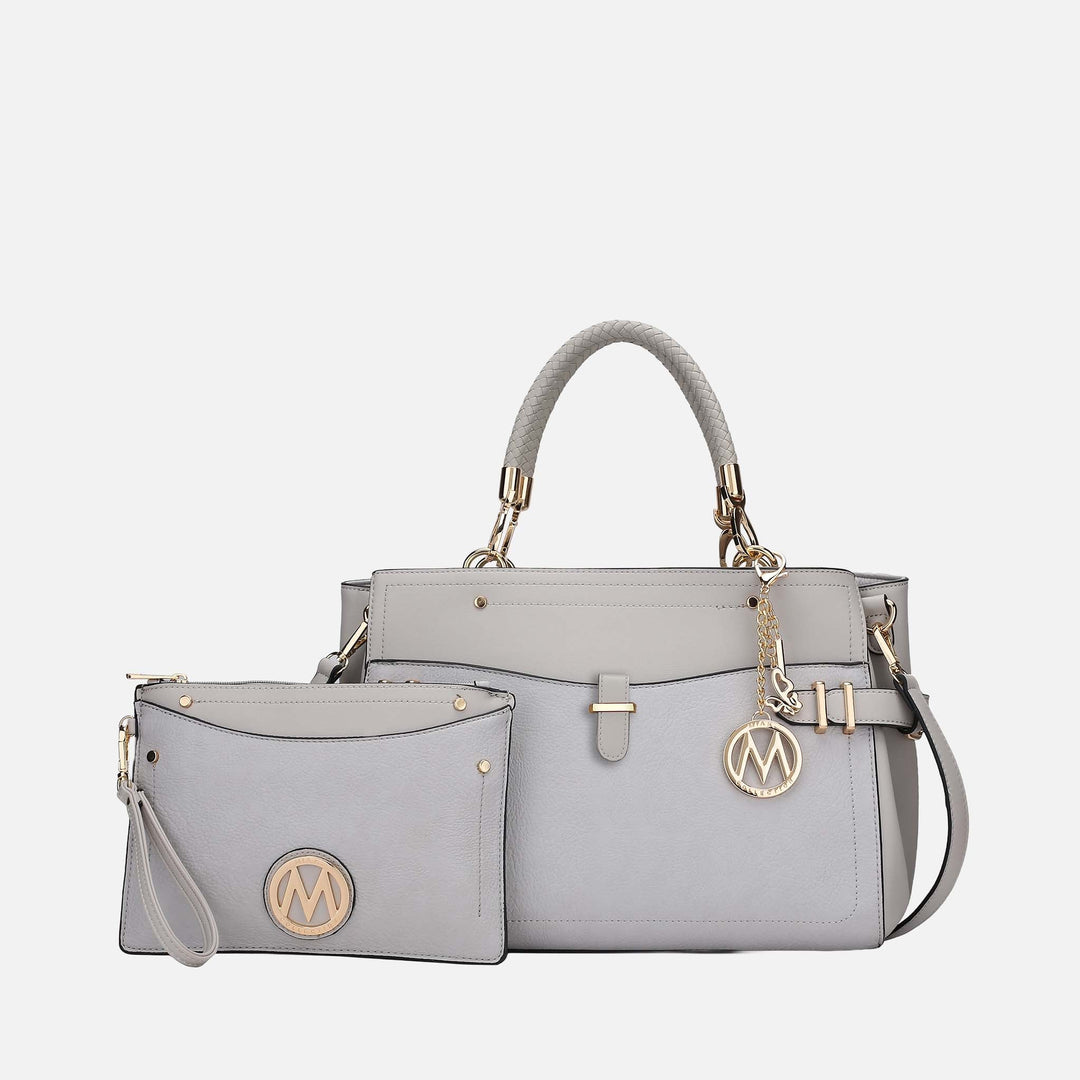 Pewter MKF Collection By Mia K Tenna Shoulder Bag And Set